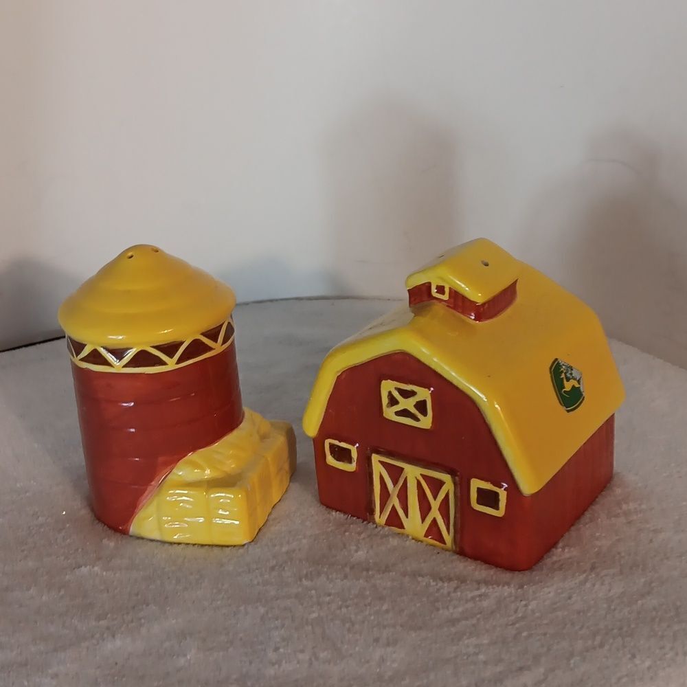 Vtg. John Deere Ceramic Salt & Pepper Shakers